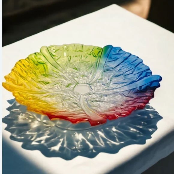 Vintage Mikasa Walther Rainbow Glass Curved Up Serving Plate 9" Sculpted Edge - Picture 1 of 7